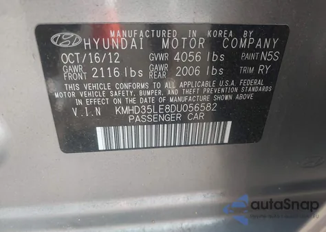 2013 Hyundai Elantra Gt из США, поврежденный, VIN KMHD35LE8DU056582